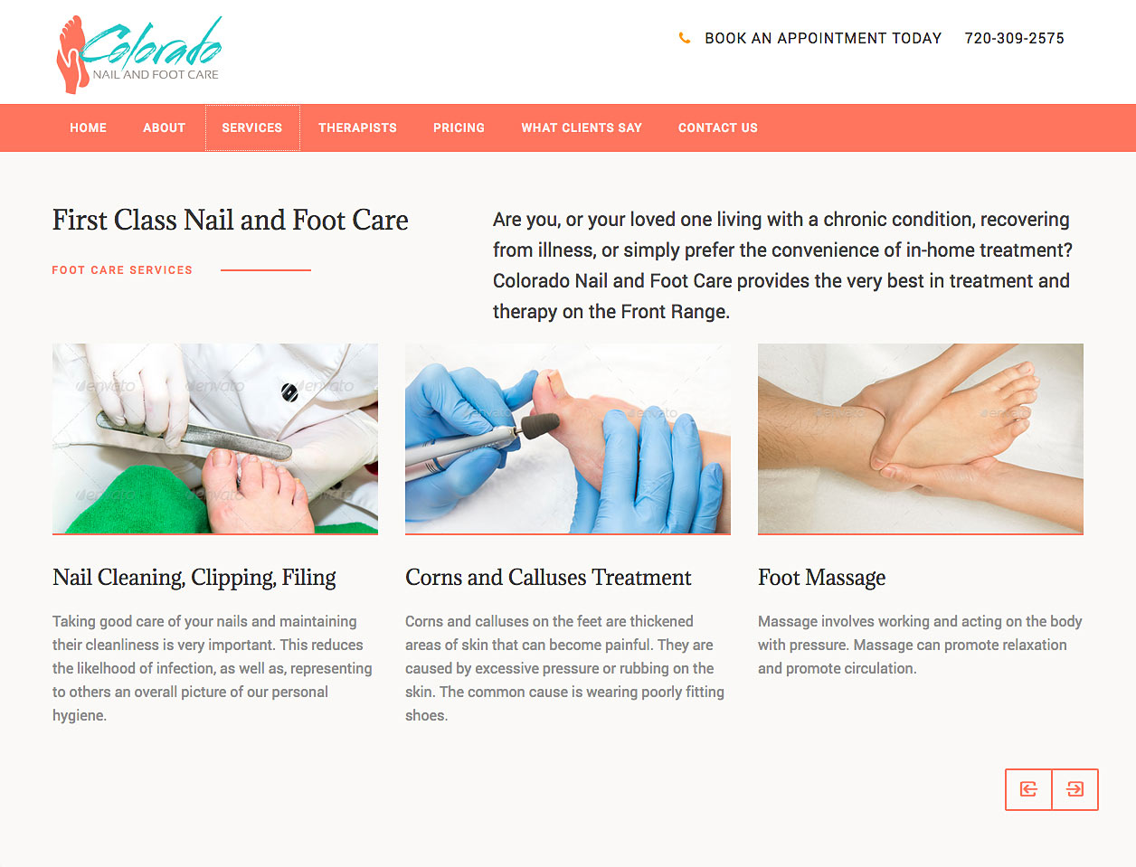 Image of Colorado Nail and Foot Care website