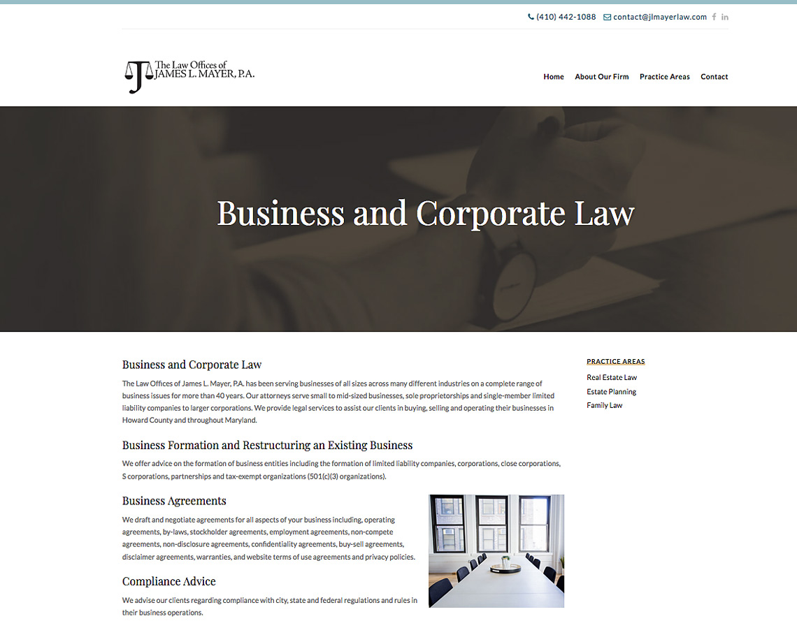 Image of The Law Offices of James L. Mayer website