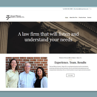 Image of the JLMayer Law office website