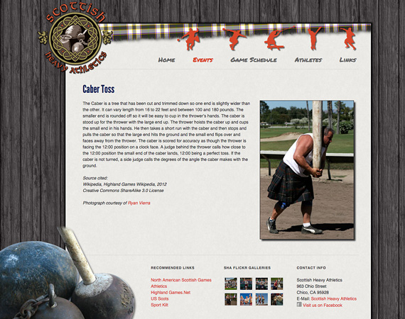 Scottish Heavy Athletics Website caber page